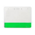 Vinyl Horizontal Badge Holders with Green Translucent Color Bar